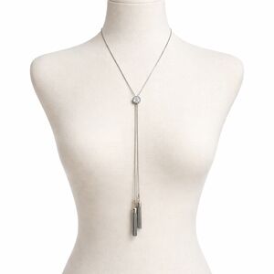 Guess Silver Lariat Tassel Necklace